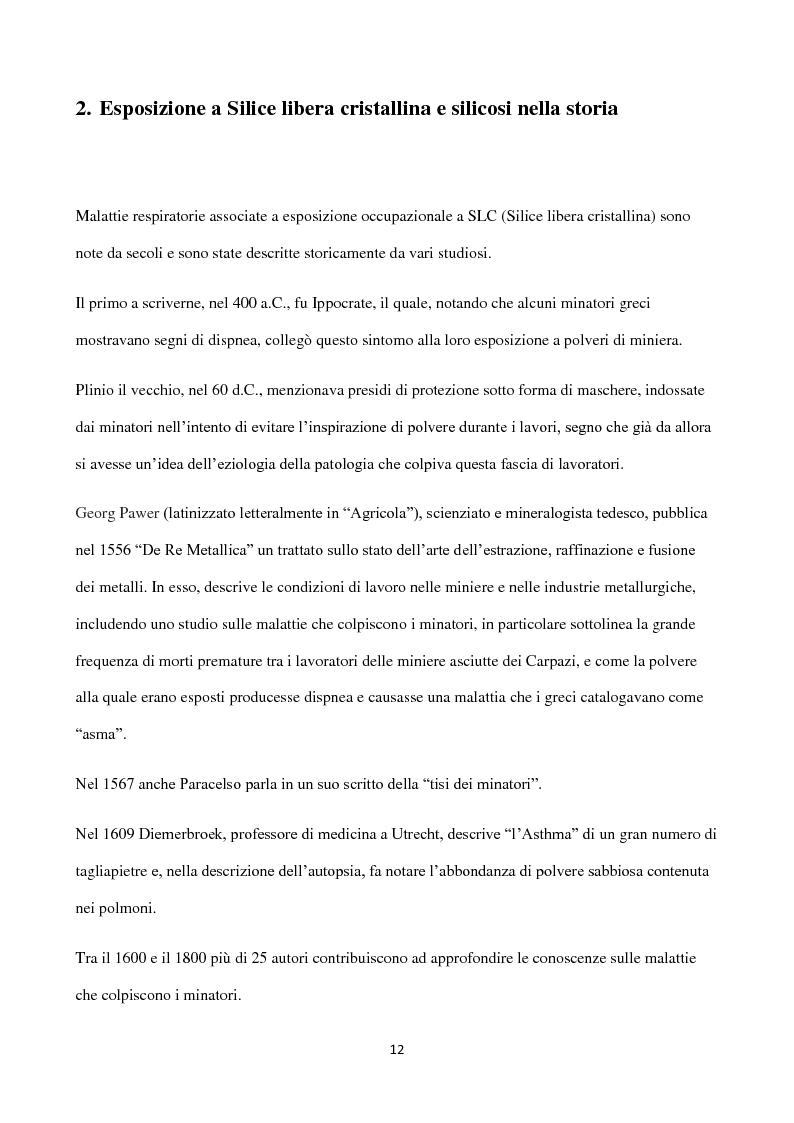 Anteprima della tesi: Esposizione a silice cristallina in ambiente lavorativo. Influenza dei sistemi di campionamento e analisi sulla valutazione dell'esposizione professionale e del rispetto dei l imiti massimi consentiti., Pagina 7