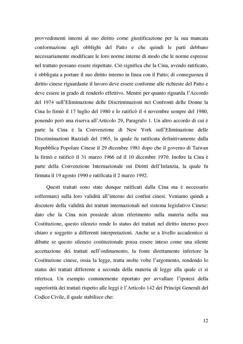 Anteprima della tesi: Il Diritto del Lavoro della Repubblica Popolare Cinese alla luce del diritto internazionale, Pagina 10