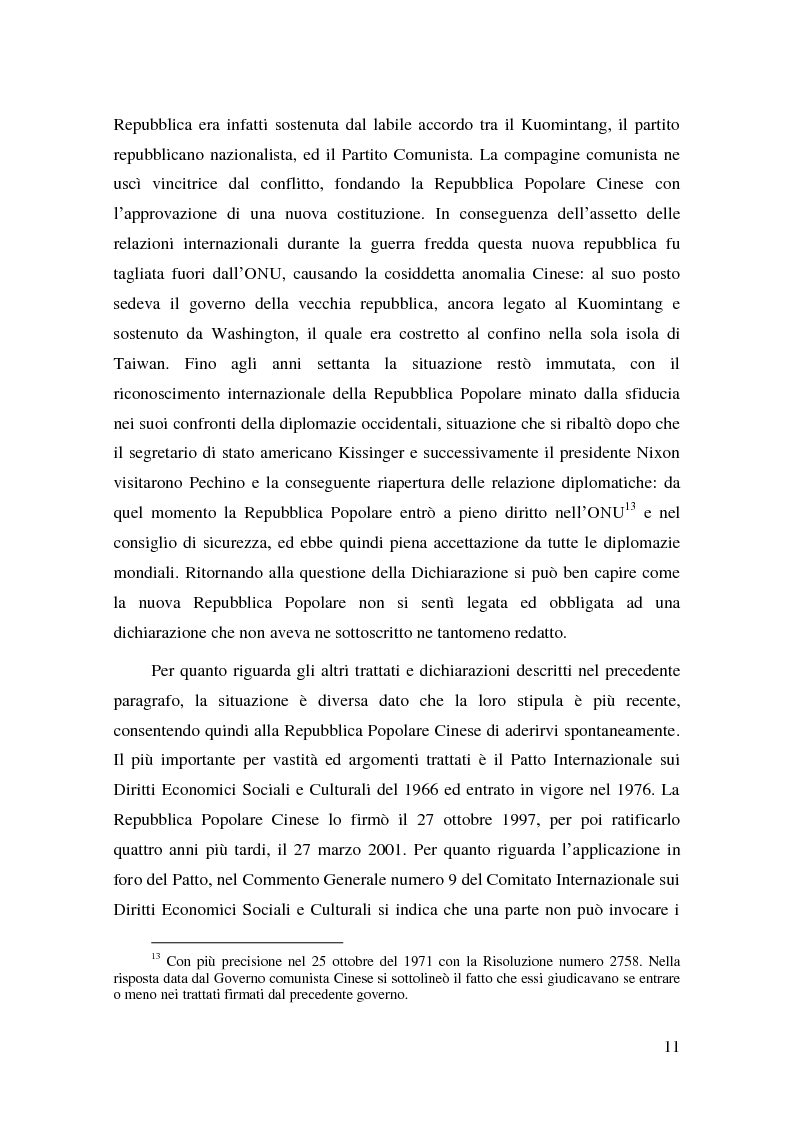 Anteprima della tesi: Il Diritto del Lavoro della Repubblica Popolare Cinese alla luce del diritto internazionale, Pagina 9
