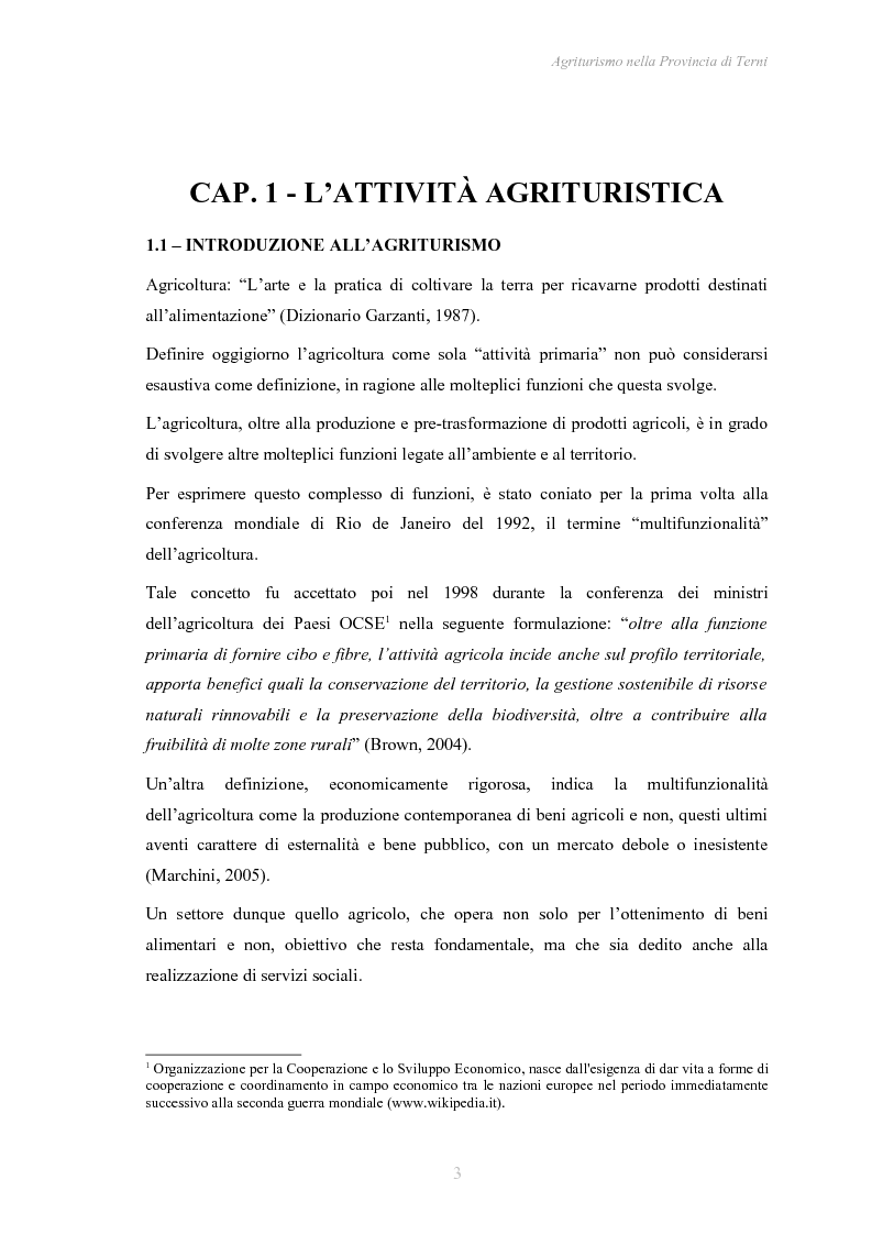 Anteprima della tesi: Agriturismo nella Provincia di Terni - Legislazione e trend, Pagina 4