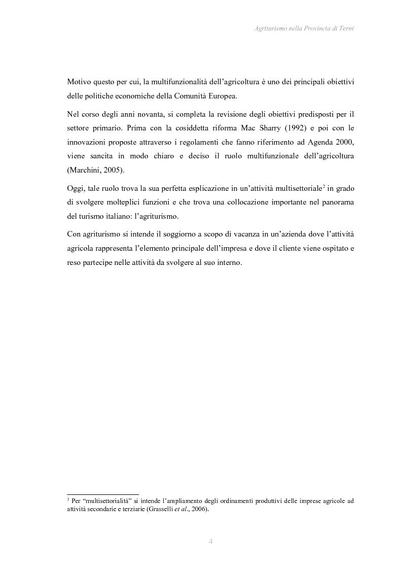 Anteprima della tesi: Agriturismo nella Provincia di Terni - Legislazione e trend, Pagina 5