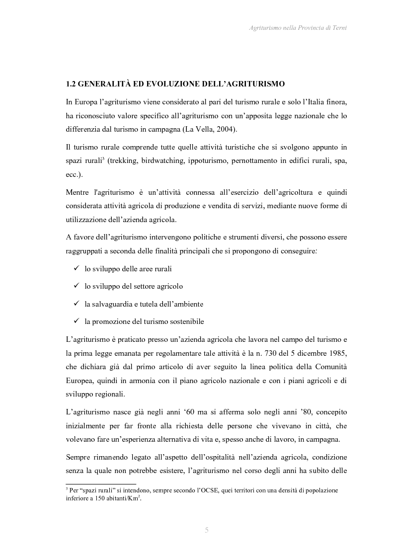 Anteprima della tesi: Agriturismo nella Provincia di Terni - Legislazione e trend, Pagina 6