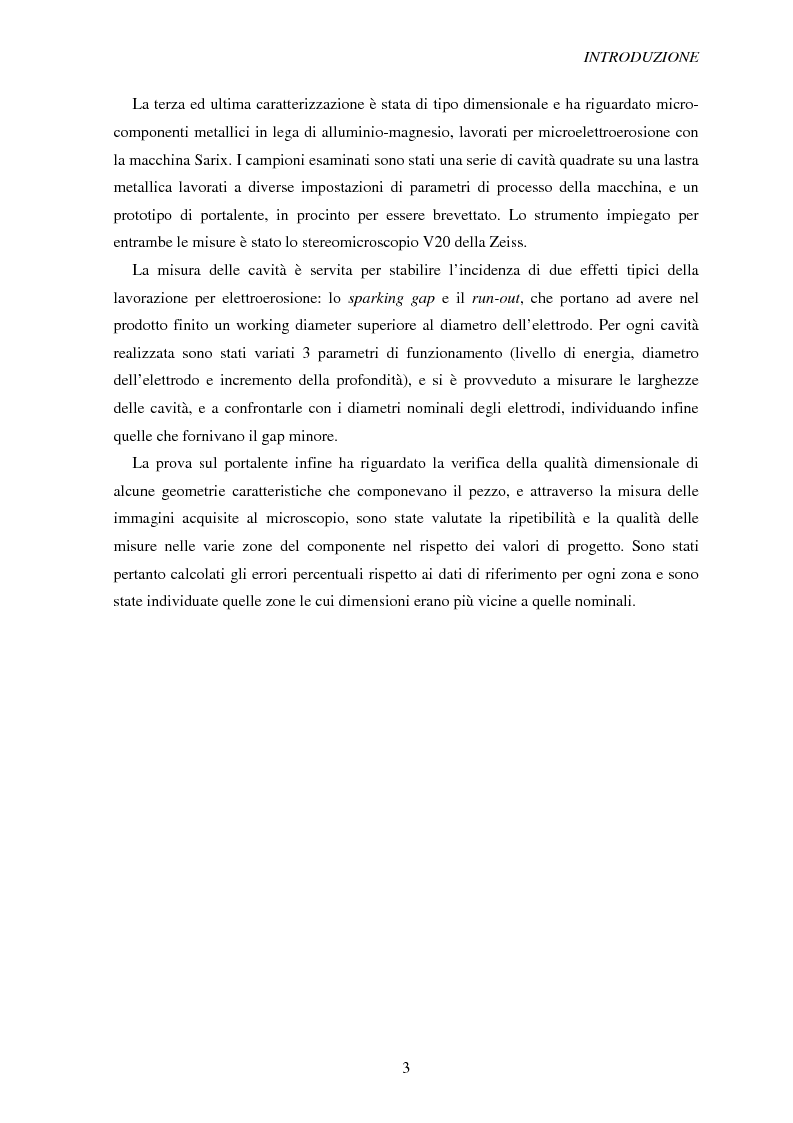 Anteprima della tesi: Metodologie di caratterizzazione e qualificazione dimensionale e superficiale di microcomponenti., Pagina 4
