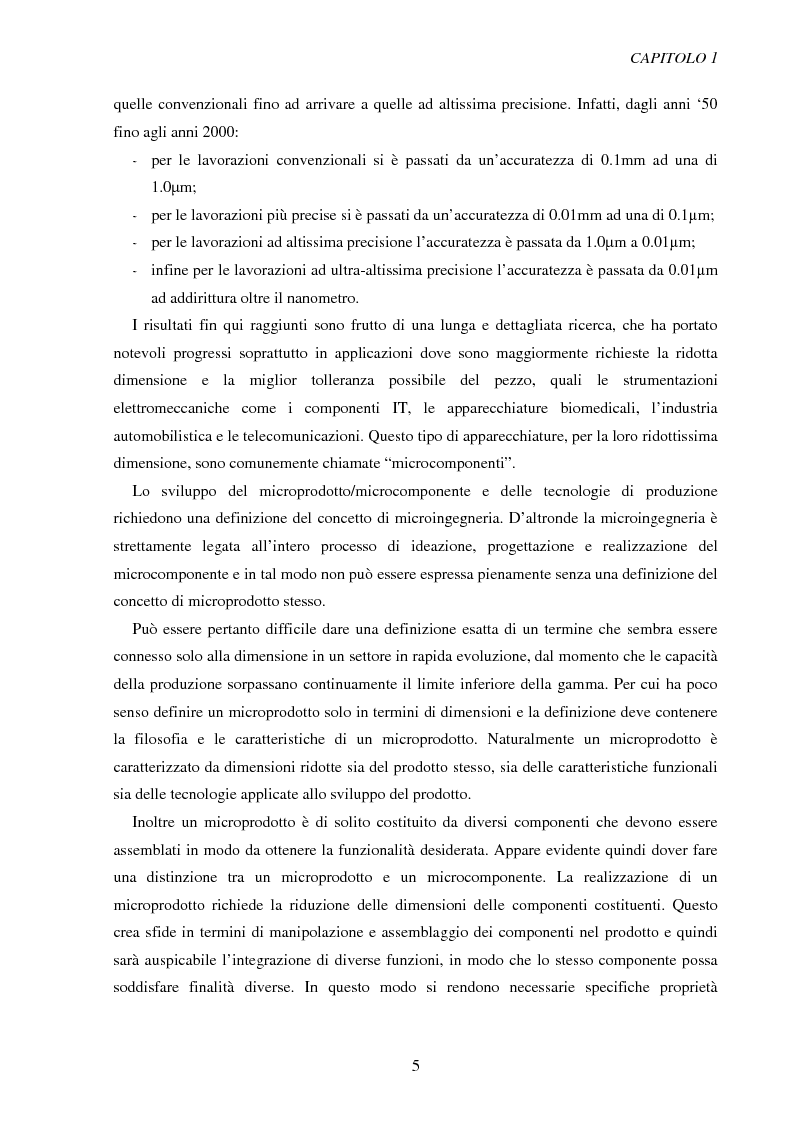 Anteprima della tesi: Metodologie di caratterizzazione e qualificazione dimensionale e superficiale di microcomponenti., Pagina 6