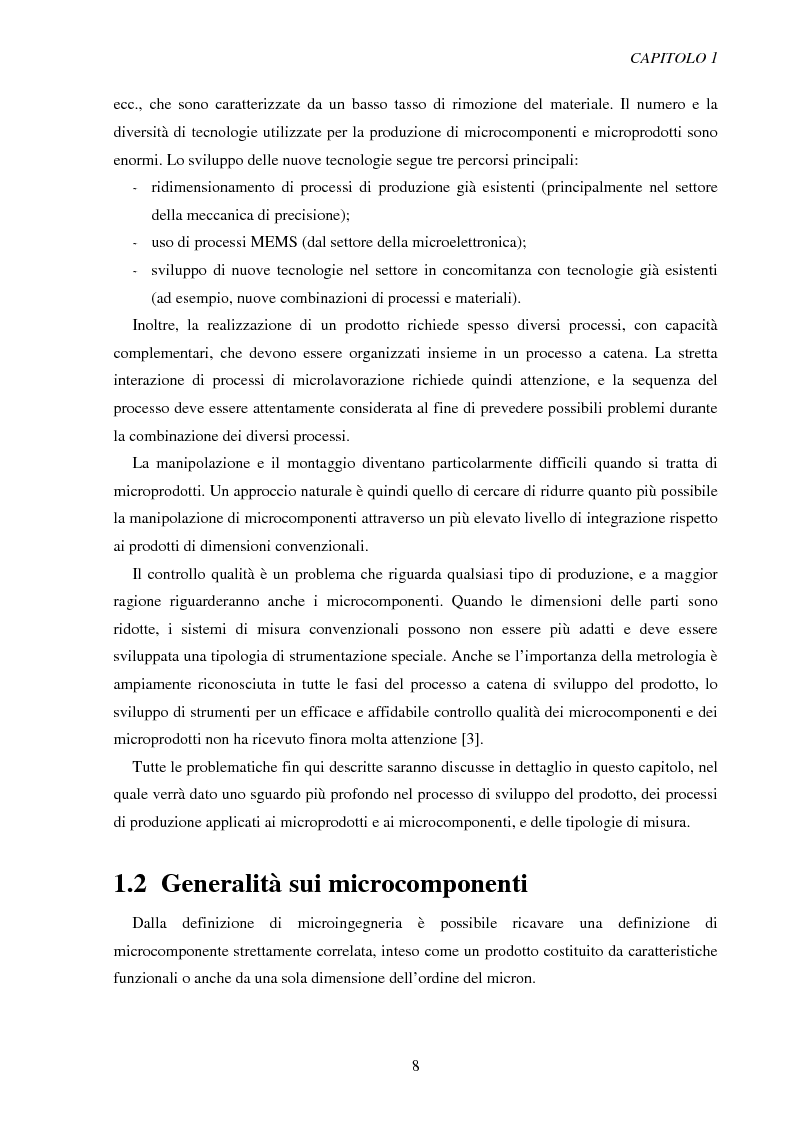Anteprima della tesi: Metodologie di caratterizzazione e qualificazione dimensionale e superficiale di microcomponenti., Pagina 9