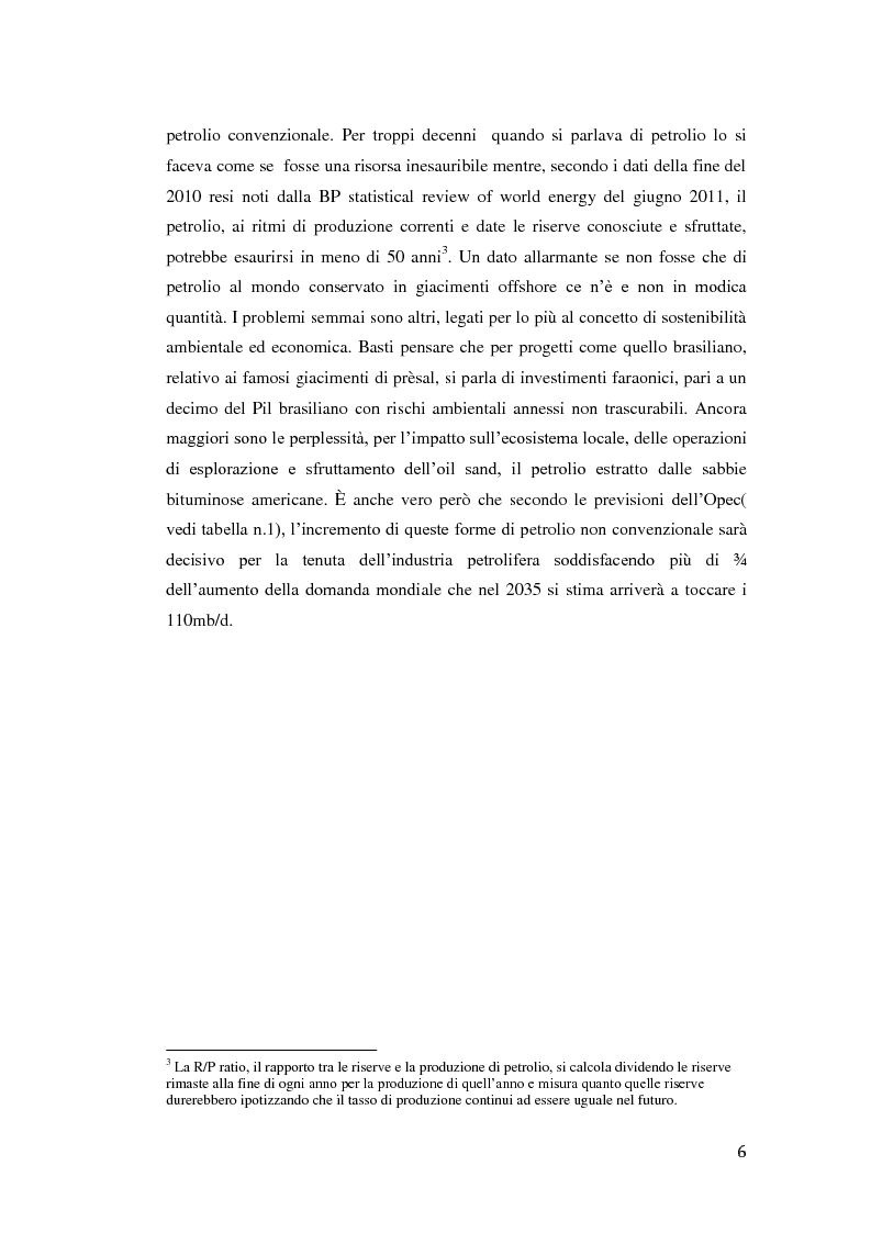 Anteprima della tesi: Sviluppi futuri del mercato petrolifero: nuovi scenari geopolitici e geostrategici, Pagina 3