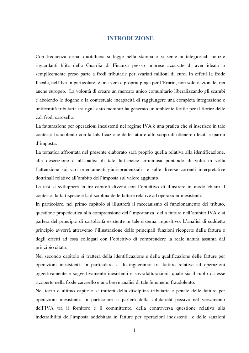 Anteprima della tesi: La Fatturazione per operazioni inesistenti nell'IVA, Pagina 2