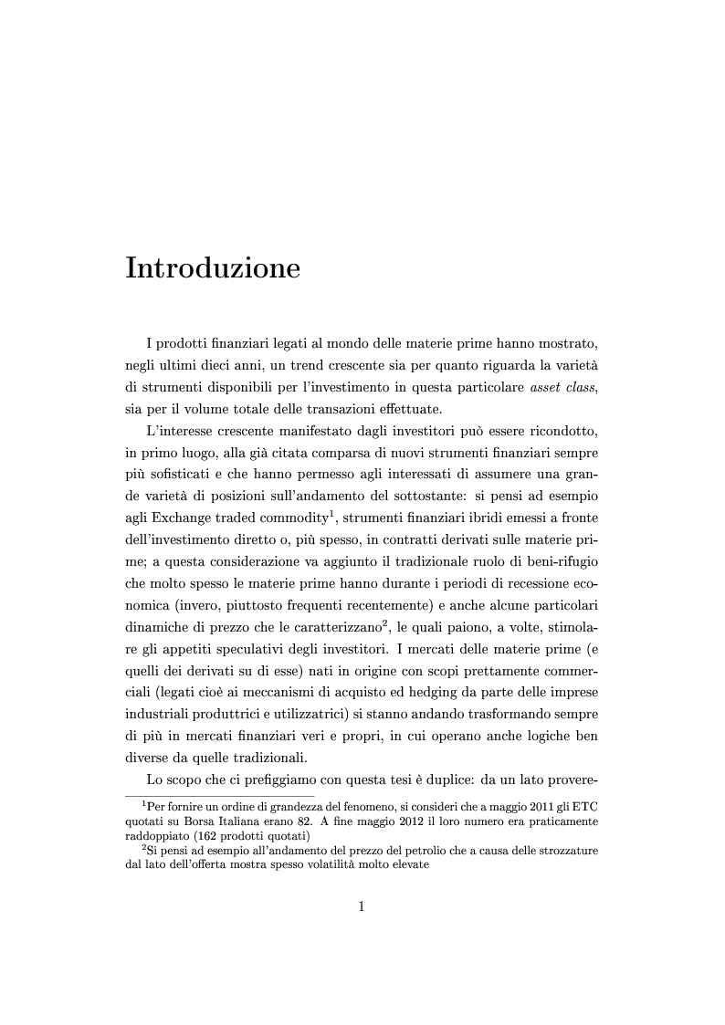 Anteprima della tesi: Mercato e prezzatura delle materie prime, Pagina 2