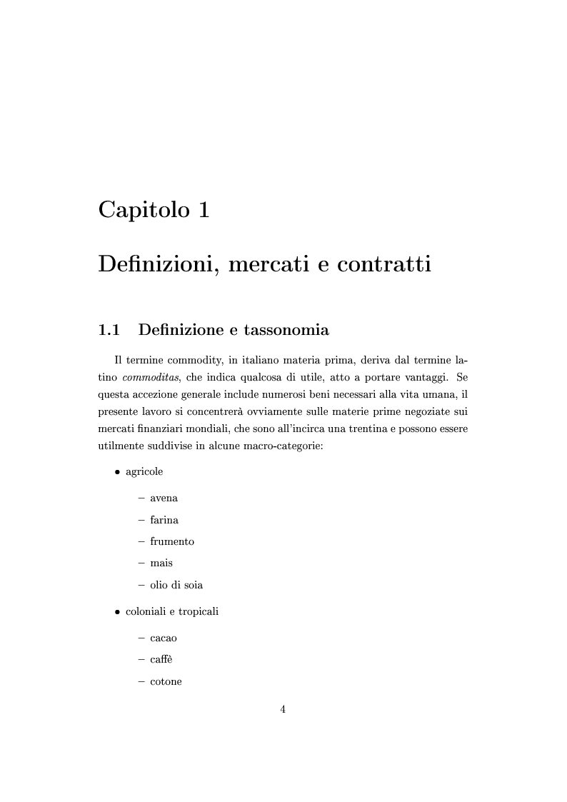 Anteprima della tesi: Mercato e prezzatura delle materie prime, Pagina 5