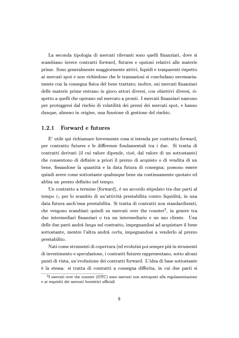 Anteprima della tesi: Mercato e prezzatura delle materie prime, Pagina 9