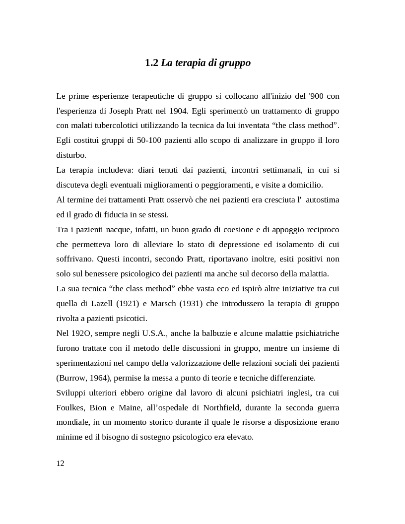 Anteprima della tesi: Il gruppo. Fattori terapeutici ed affettivita. Un'esperienza tra pazienti bipolari, Pagina 9