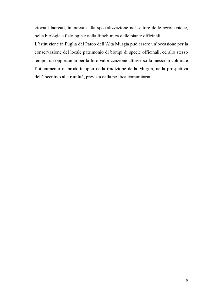 Anteprima della tesi: Indagine conoscitiva sulla flora spontanea a destinazione erboristica nel Parco Nazionale dell’Alta Murgia, Pagina 10