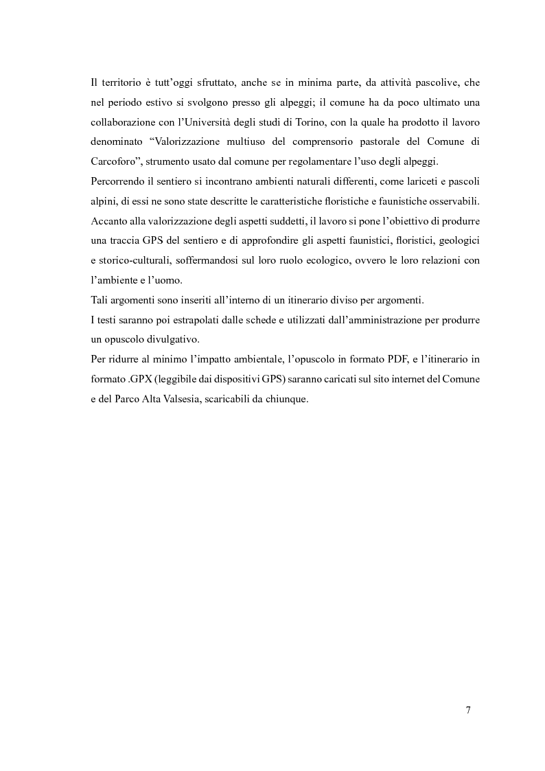 Anteprima della tesi: Progetto di itinerario ambientale e storico-culturale nel Comune di Carcoforo (Alta Valsesia), Pagina 3