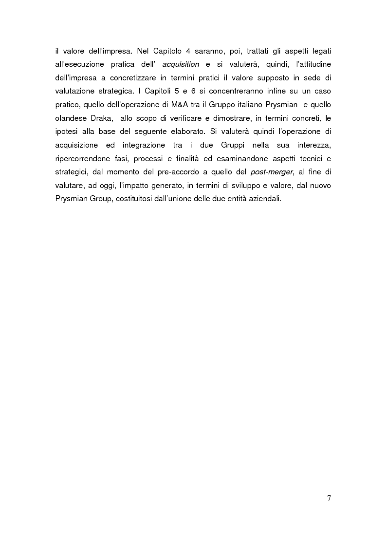 Anteprima della tesi: Le operazioni di M&A come strumento dicrescita e creazione del valore per l'impresa. Il caso Prysmian - Draka, Pagina 3