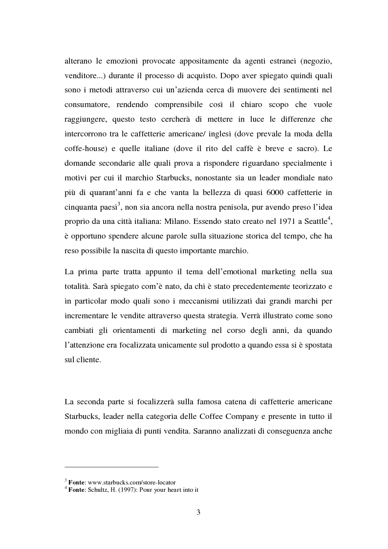 Anteprima della tesi: Il marketing emozionale: il caso Starbucks, Pagina 3