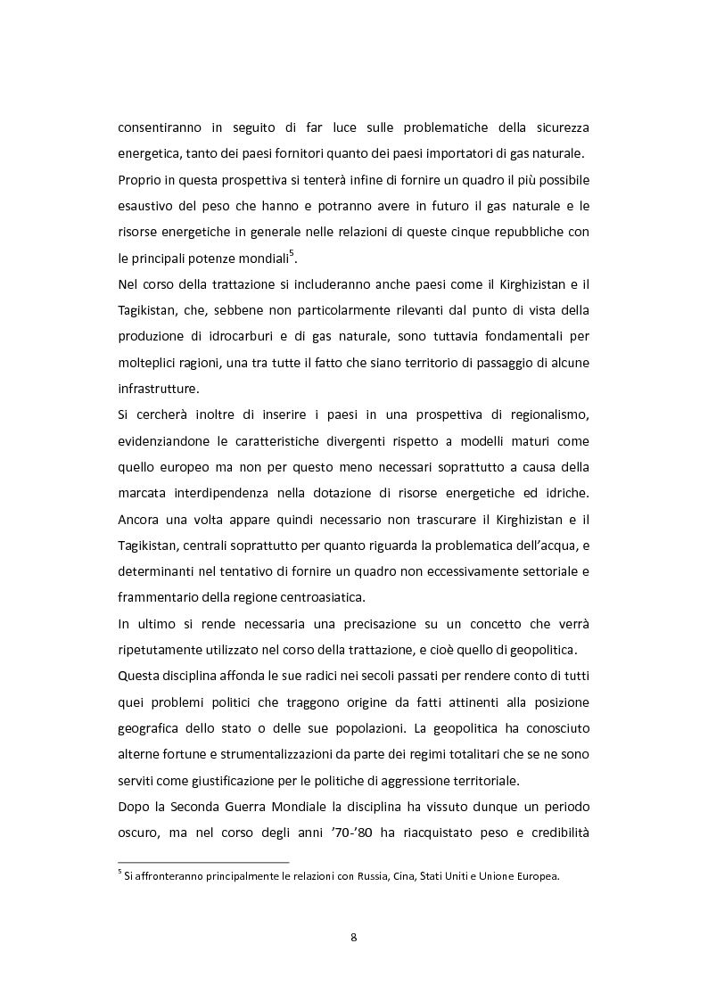 Anteprima della tesi: Dalla Via della Seta alla via del gas naturale: geopolitica e relazioni internazionali in Asia Centrale, Pagina 6