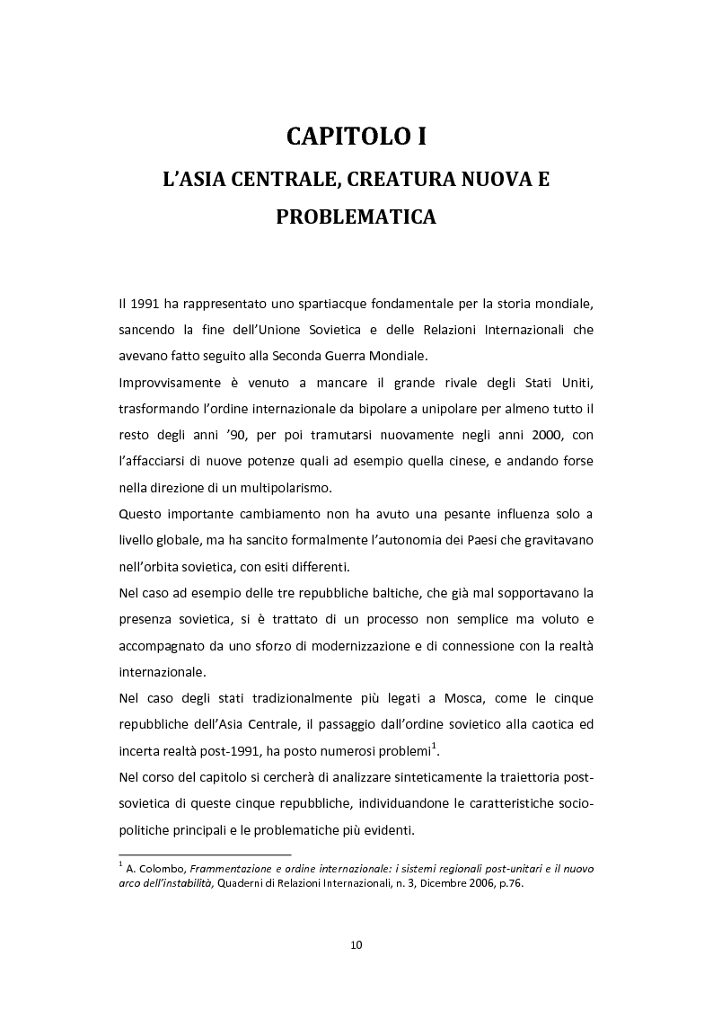 Anteprima della tesi: Dalla Via della Seta alla via del gas naturale: geopolitica e relazioni internazionali in Asia Centrale, Pagina 8