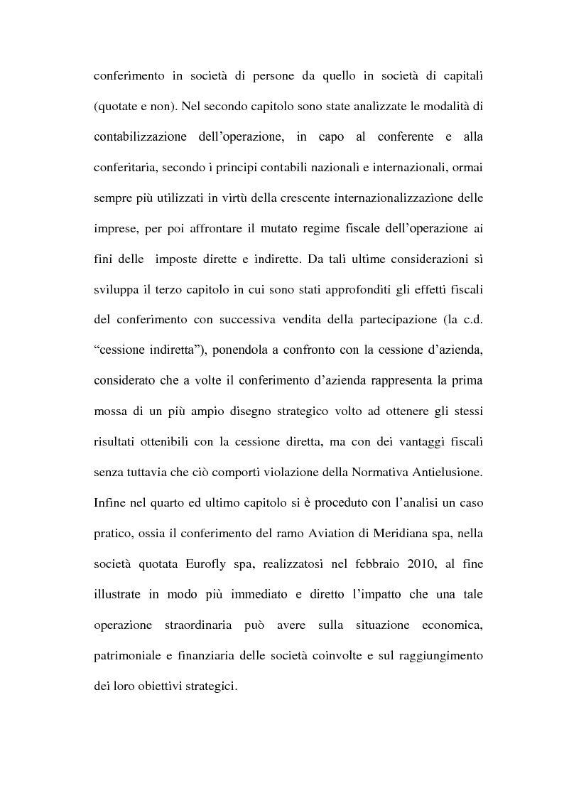 Anteprima della tesi: Il Conferimento d'azienda nella prassi contabile nazionale ed internazionale: il caso Meridiana-Eurofly, Pagina 5