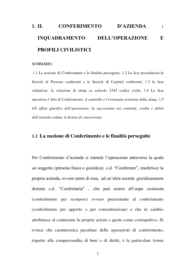 Anteprima della tesi: Il Conferimento d'azienda nella prassi contabile nazionale ed internazionale: il caso Meridiana-Eurofly, Pagina 6