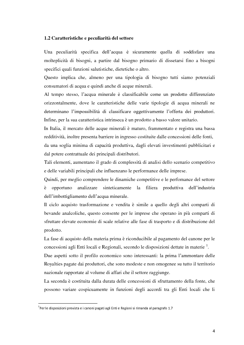 Anteprima della tesi: Analisi Economico-Finanziaria sul settore delle acque minerali, Pagina 3