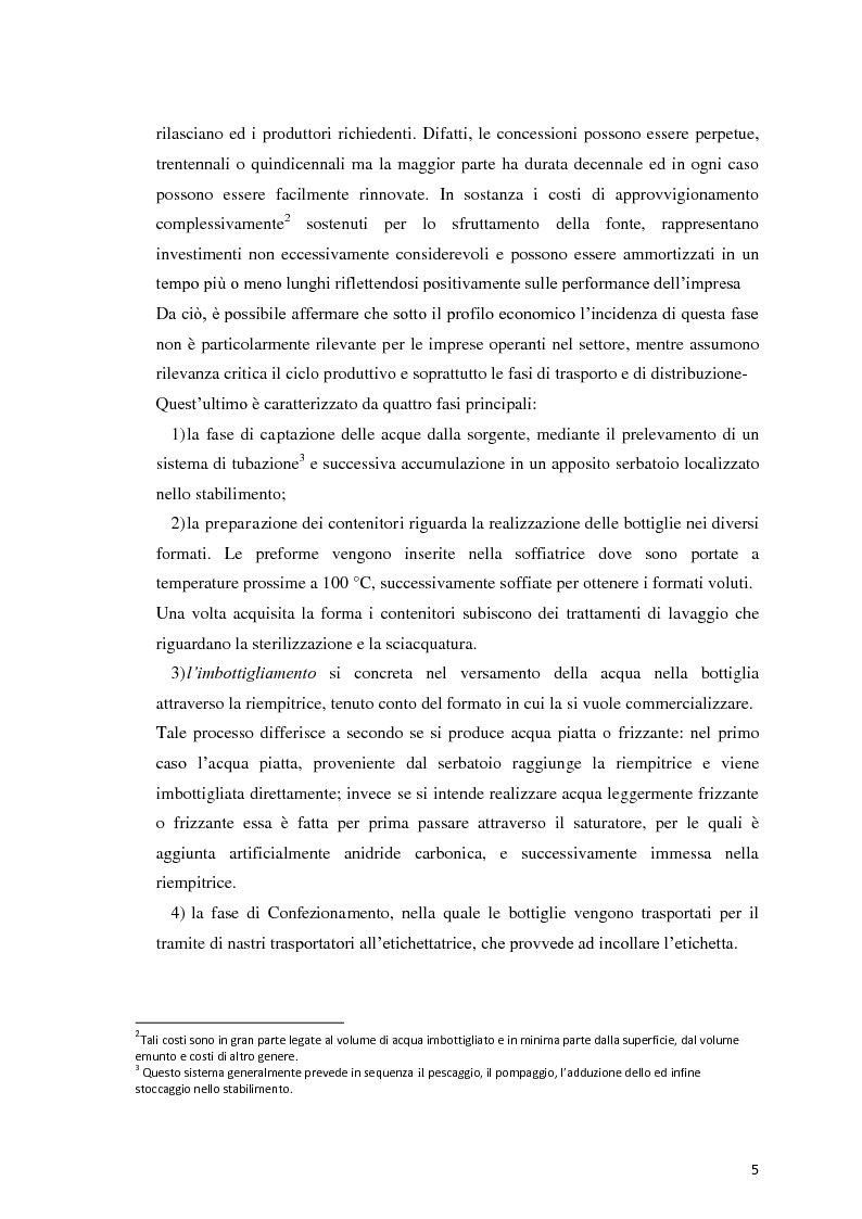 Anteprima della tesi: Analisi Economico-Finanziaria sul settore delle acque minerali, Pagina 4