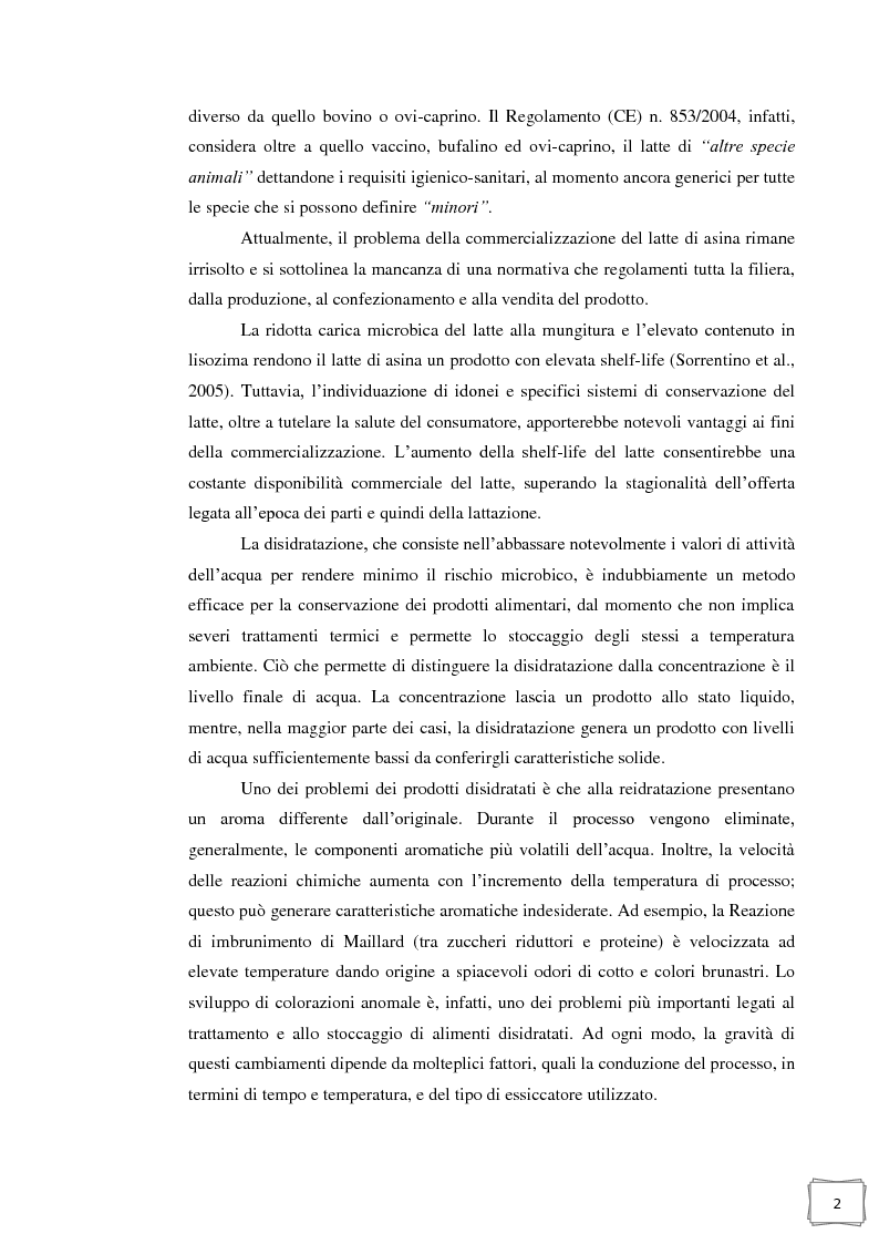 Anteprima della tesi: Influenza della temperatura di essiccazione sulla qualità delle polveri nell'essiccamento spray di latte d'asina, Pagina 3