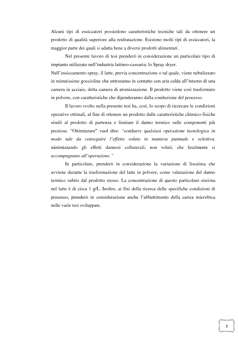 Anteprima della tesi: Influenza della temperatura di essiccazione sulla qualità delle polveri nell'essiccamento spray di latte d'asina, Pagina 4