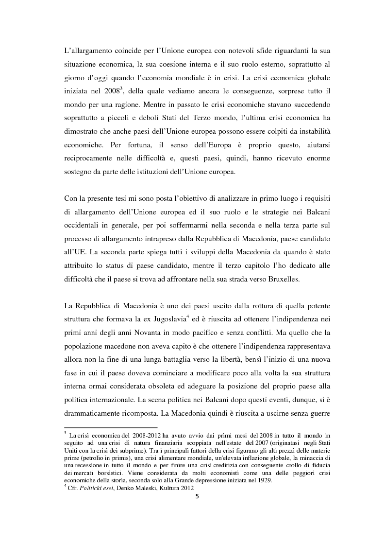 Anteprima della tesi: L'Allargamento dell'Unione europea: il caso della Macedonia, Pagina 4