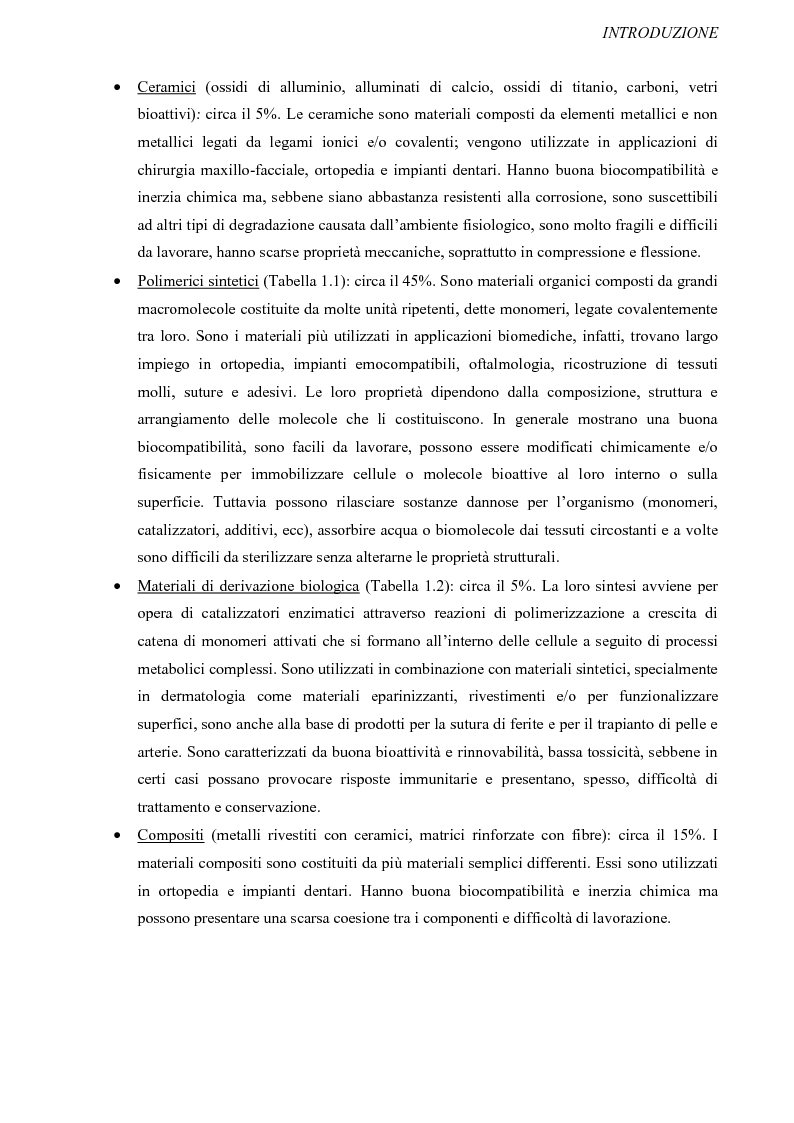 Anteprima della tesi: Progettazione, preparazione e caratterizzazione strutturale e biologica di supporti polimerici tridimensionali per applicazioni di ingegneria tissutale, Pagina 4