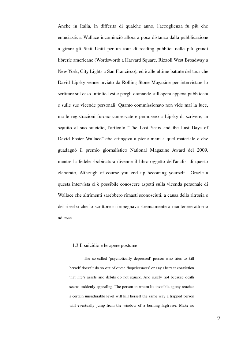 Estratto dalla tesi: Il ritratto dell'artista da giovane - La vita di David Foster Wallace raccontata attraverso l'intervista