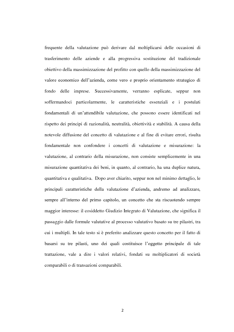 Anteprima della tesi: Il metodo dei multipli nella valutazione delle aziende. Il caso di Banca Carige., Pagina 3