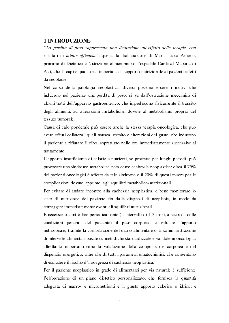 Anteprima della tesi: Ruolo della nutrizione nel trattamento del paziente neoplastico, Pagina 3
