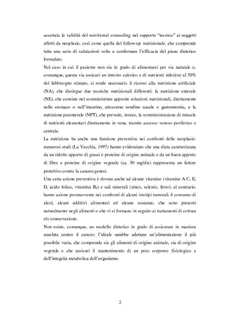 Anteprima della tesi: Ruolo della nutrizione nel trattamento del paziente neoplastico, Pagina 4