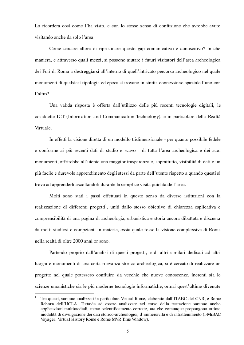 Anteprima della tesi: La Realtà Virtuale come nuova metodologia dei dati storico-archeologici. Il caso-studio del Foro romano, Pagina 3