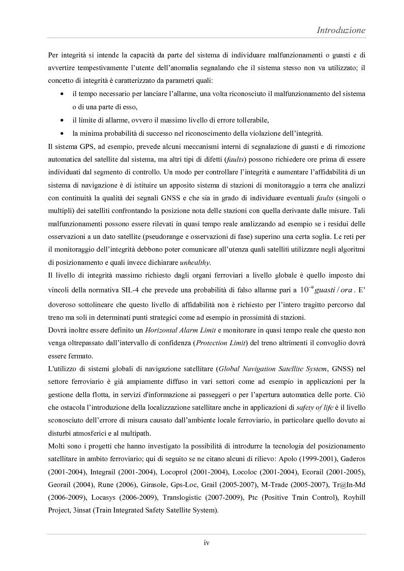 Anteprima della tesi: Analisi delle prestazioni di integrità e accuratezza di sistemi di localizzazione satellitare per il controllo della marcia dei treni, Pagina 4