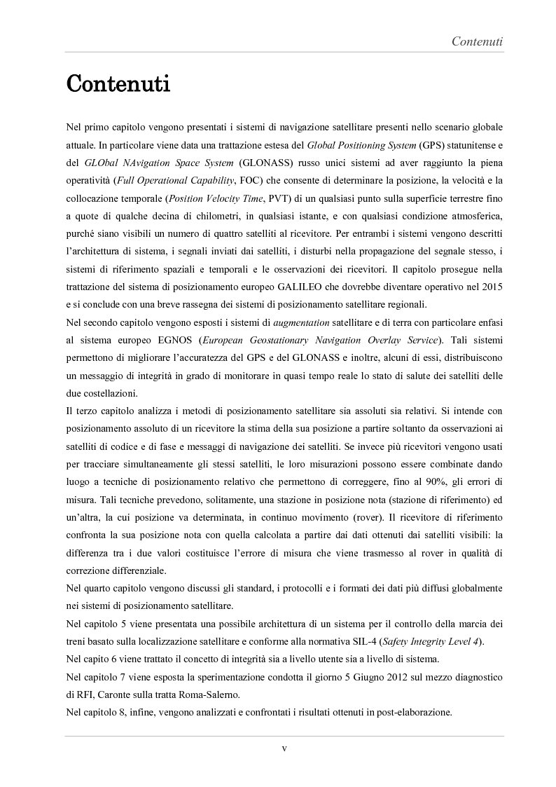 Anteprima della tesi: Analisi delle prestazioni di integrità e accuratezza di sistemi di localizzazione satellitare per il controllo della marcia dei treni, Pagina 5