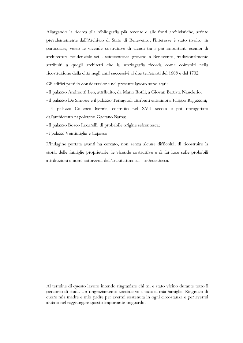 Anteprima della tesi: Edilizia residenziale a Benevento tra XVII e XVIII secolo. Palazzo Andreotti Leo, Pagina 3