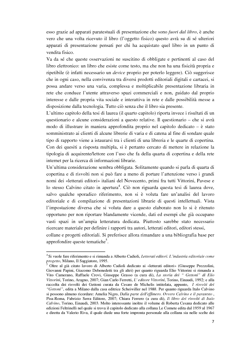Anteprima della tesi: I libri dietro la quarta. Ruoli e forme della quarta di copertina, Pagina 6