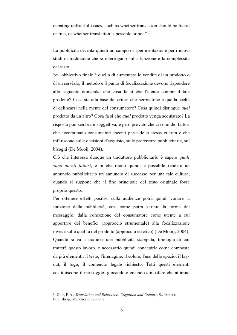 Anteprima della tesi: Esplorando le sfide della traduzione pubblicitaria nel 21esimo secolo:
analisi di pubblicità nel campo dei prodotti di bellezza, Pagina 5