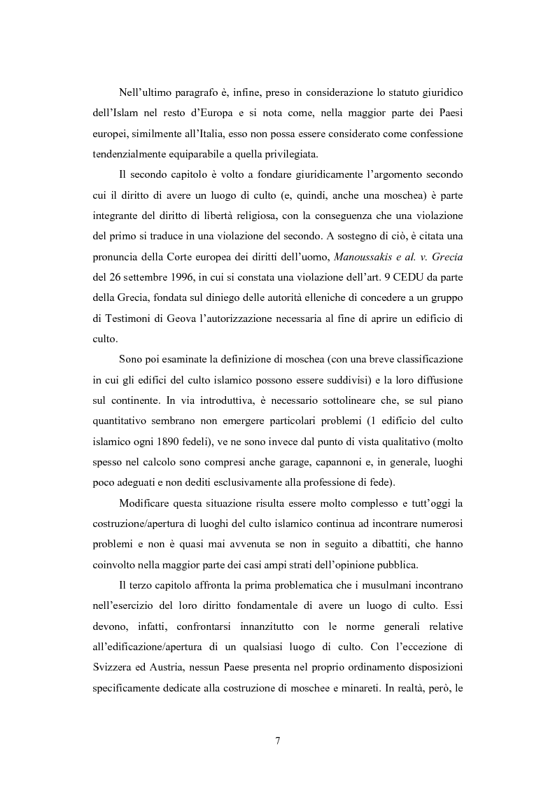 Anteprima della tesi: La questione delle moschee in Italia e in Europa come problema di certezza del diritto, Pagina 4