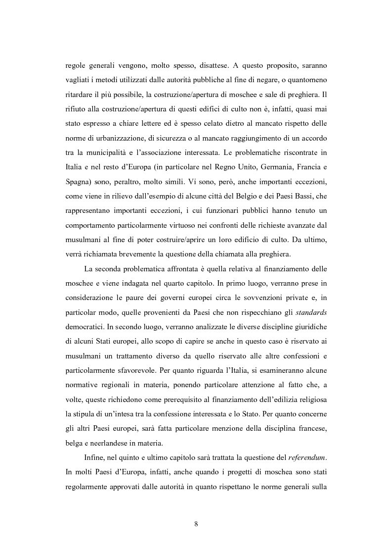 Anteprima della tesi: La questione delle moschee in Italia e in Europa come problema di certezza del diritto, Pagina 5