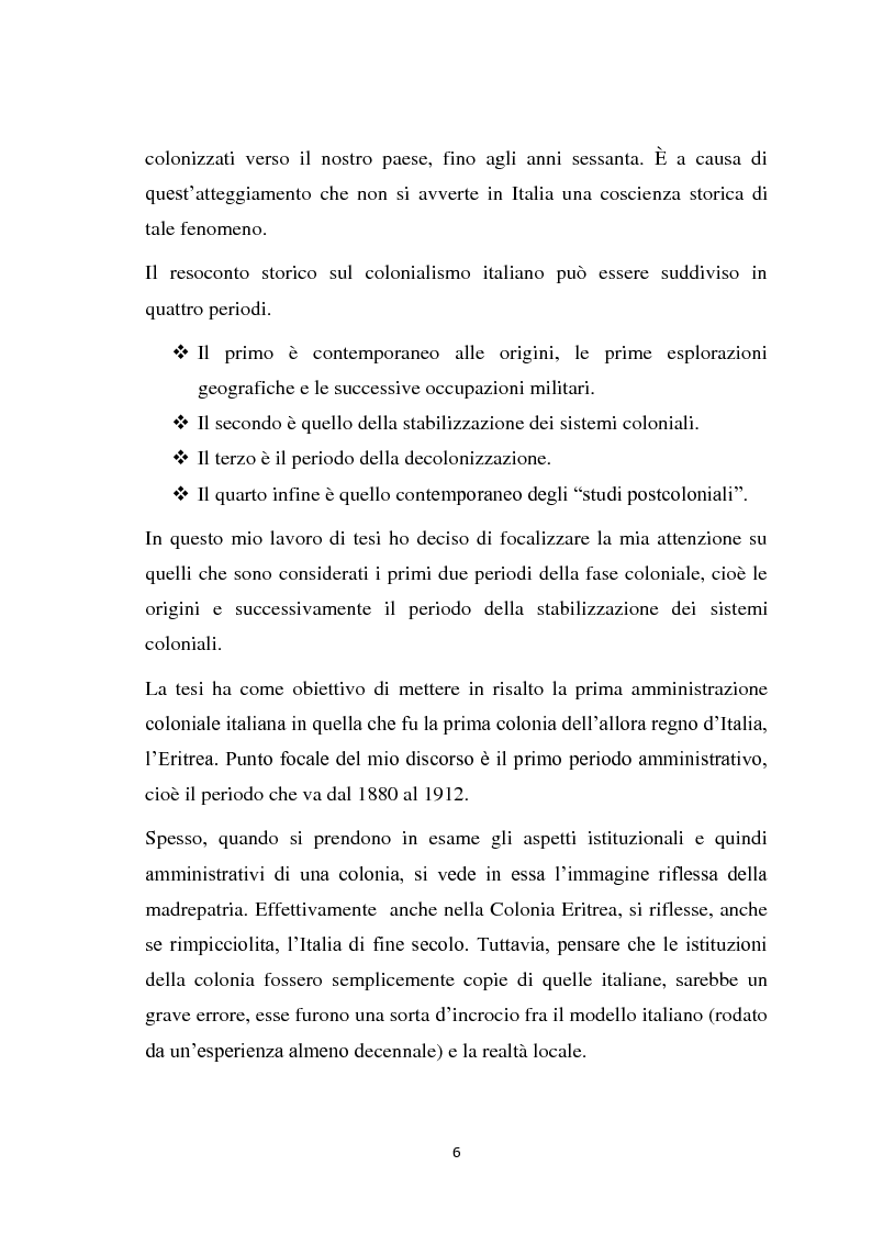 Anteprima della tesi: La politica coloniale e amministrativa italiana in Eritrea dal 1880 al 1912, Pagina 3