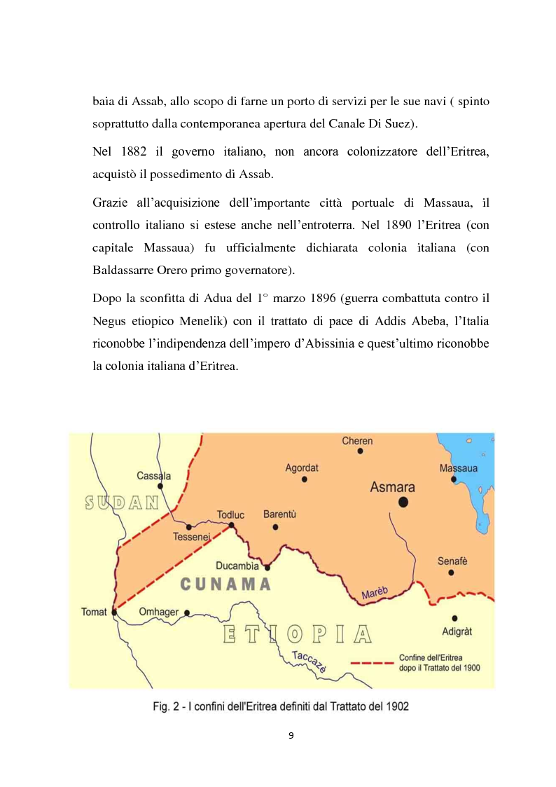 Anteprima della tesi: La politica coloniale e amministrativa italiana in Eritrea dal 1880 al 1912, Pagina 6