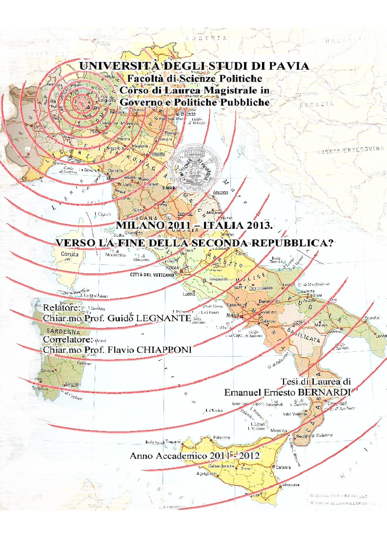 Anteprima della tesi: Milano 2011-Italia 2013. Verso la fine della Seconda Repubblica?, Pagina 1