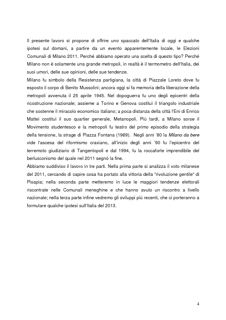Anteprima della tesi: Milano 2011-Italia 2013. Verso la fine della Seconda Repubblica?, Pagina 3