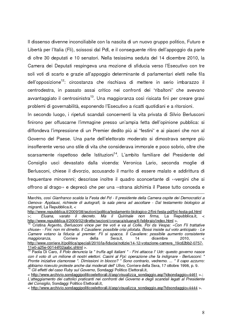Anteprima della tesi: Milano 2011-Italia 2013. Verso la fine della Seconda Repubblica?, Pagina 7