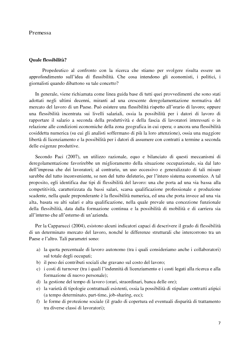 Anteprima della tesi: Un'analisi economica, normativa e sociologica sulla flessibilità nel mercato del lavoro in dieci anni di applicazione della Legge Biagi, Pagina 4
