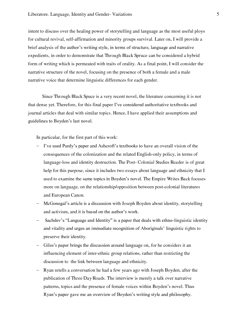 Anteprima della tesi: Language, Identity And Gender- Variations In Joseph Boyden’s Through Black Spruce., Pagina 3