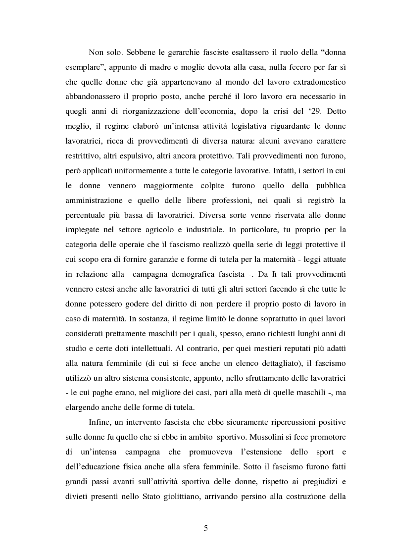 Anteprima della tesi: Le Donne, le Organizzazioni e le Politiche Femminili durante il Fascismo., Pagina 4