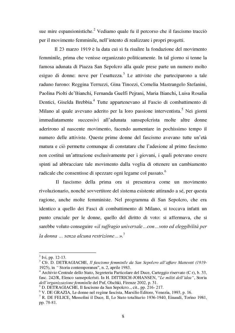 Anteprima della tesi: Le Donne, le Organizzazioni e le Politiche Femminili durante il Fascismo., Pagina 7